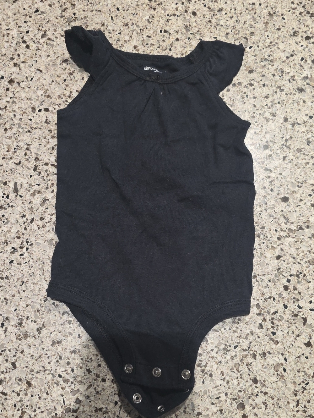 Simple Black Short-Sleeve Baby Bodysuit